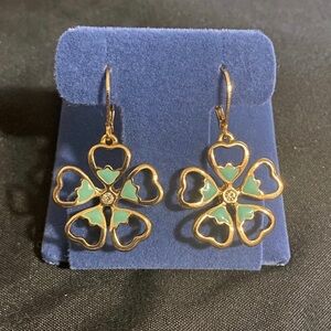 Gold plated flower dangle earrings
